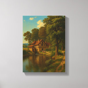 Landschaft Watermill Zuhause View Leinwanddruck