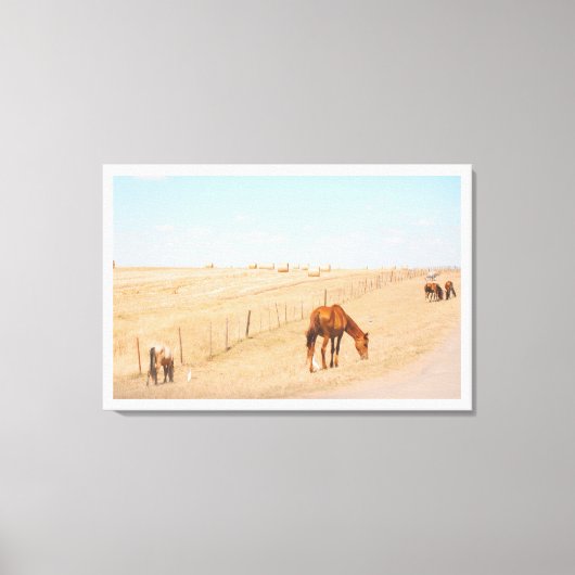 Landschaft Wilde Pferde Felder Leinwanddruck (Vorderseite)