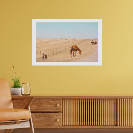 Landschaft Wilde Pferde Fields Birds Poster