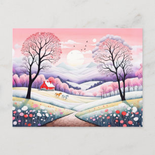 Landschaft Winter bis Frühling Übergang Postkarte