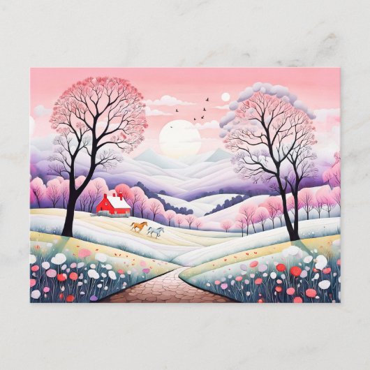 Landschaft Winter bis Frühling Übergang Postkarte (Vorderseite)