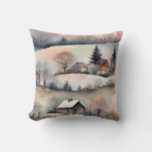 Landschaft Winter Pastell Wasserfarbe