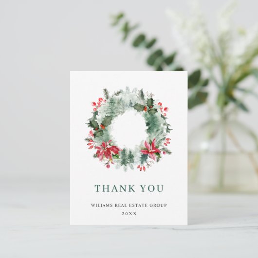 Landschaft Wreath Holly Berry Pine Forest Vielen D Postkarte (Stehend Vorderseite)