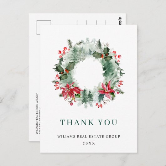 Landschaft Wreath Holly Berry Pine Forest Vielen D Postkarte (Vorne/Hinten)