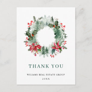 Landschaft Wreath Holly Berry Pine Forest Vielen D Postkarte