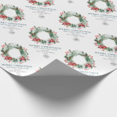 Landschaft Wreath Holly Berry Pine Forest Weihnach Geschenkpapier (Ecke)