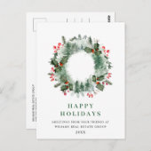 Landschaft Wreath Holly Berry Pine Forest Weihnach Postkarte (Vorne/Hinten)