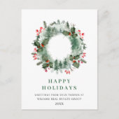 Landschaft Wreath Holly Berry Pine Forest Weihnach Postkarte (Vorderseite)