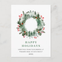 Landschaft Wreath Holly Berry Pine Forest Weihnach