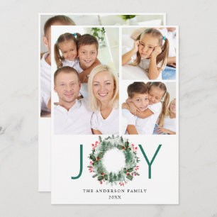 Landschaft Wreath Holly Berry Pine FOTO Gruß Feiertagskarte