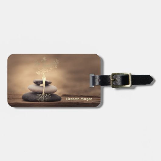 Landschaft, Zen-Steine Braun Gepäckanhänger (Vorderseite horizontal)