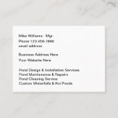 Landschaften dekorativer Teiche Visitenkarte (Rückseite)