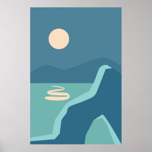 Landschaften mit Sonnenaufgang und Sonnenuntergang Poster
