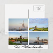 Landschaften mit Windmühlen in der niederländische Postkarte (Vorne/Hinten)