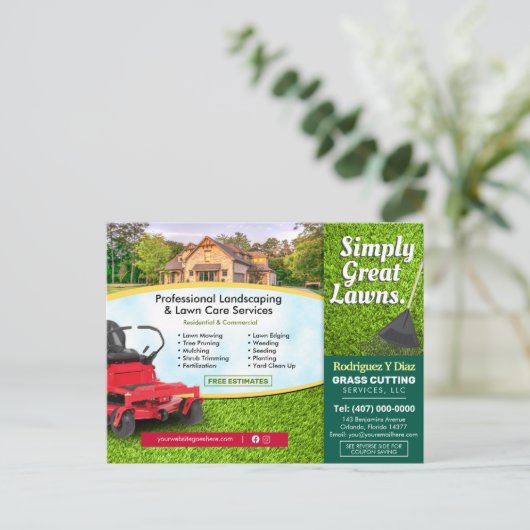 Landschaften Rasenfläche schneiden Flyer Postkarte (Stehend Vorderseite)