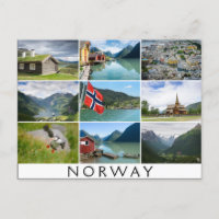 Landschaften und der Text: "Norwegen" in Kollage