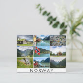 Landschaften und der Text: "Norwegen" in Kollage Postkarte (Stehend Vorderseite)