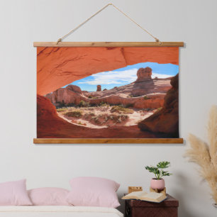 Landschaftlich Arches National Park Hangtapestry, Wandteppich Mit Holzrahmen