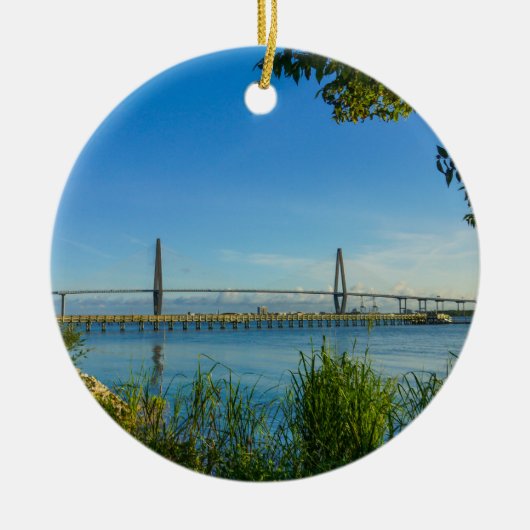 Landschaftlich Arthur Ravenel Bridge Keramik Ornament (Vorne)