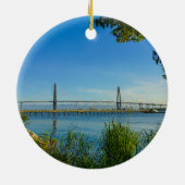Landschaftlich Arthur Ravenel Bridge Keramik Ornament (Hinten)