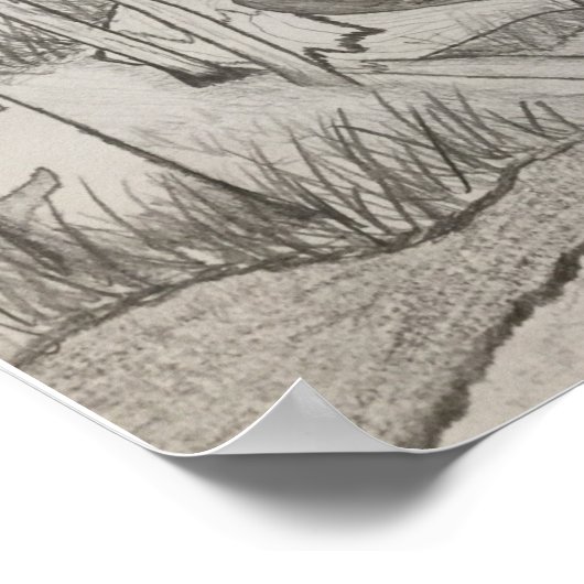 Landschaftlich (Bäume, Teich und frische Luft) Poster (Ecke)