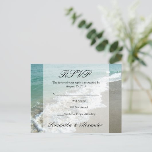 Landschaftlich Beach Hochzeit in Urlaubsort UAWG P Einladungspostkarte (Stehend Vorderseite)