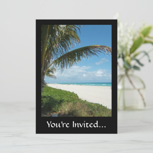 Landschaftlich Beach, Zweigstelle Side Palm Einladung (Stehend Vorderseite)