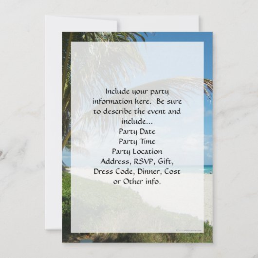 Landschaftlich Beach, Zweigstelle Side Palm Einladung (Rückseite)