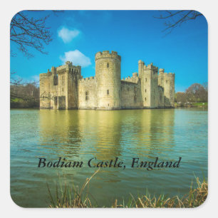 Landschaftlich Bodiam Castle in East Sussex Englan Quadratischer Aufkleber