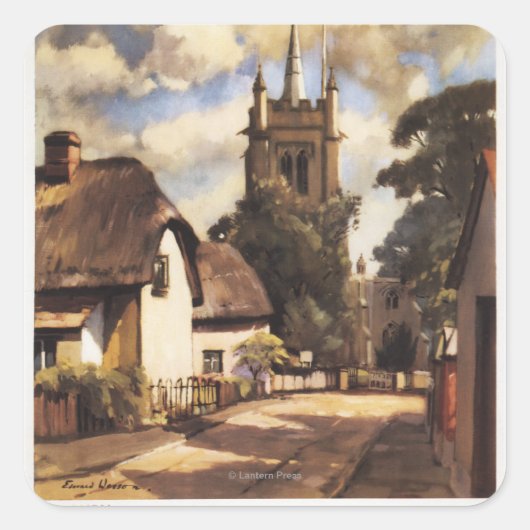 Landschaftlich Country View British Railposter Quadratischer Aufkleber (Vorderseite)