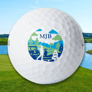 Landschaftlich Course Retro Moderner Golfer Golfball