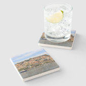 Landschaftlich in Molyvos, Northan Griechenland Sq Steinuntersetzer (Seitenansicht)