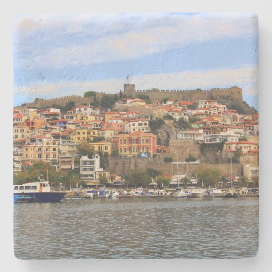 Landschaftlich in Molyvos, Northan Griechenland Sq Steinuntersetzer (Vorderseite)