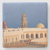 Landschaftlich in Santorin Griechenland Sq Unterse Steinuntersetzer (Vorderseite)