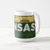 Landschaftlich Kansas Retro Silhouette Kaffeetasse (VorderseiteRechts)
