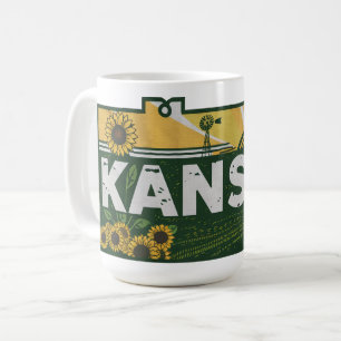 Landschaftlich Kansas Retro Silhouette Kaffeetasse