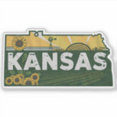 Landschaftlich Kansas Retro Silhouette Vinyl Decal Aufkleber (Vorderseite)
