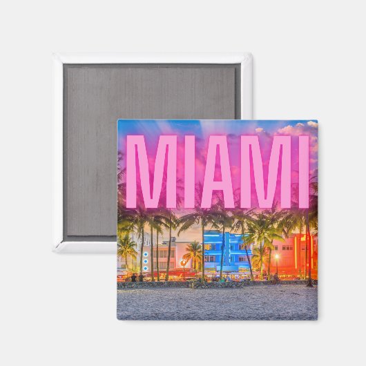 Landschaftlich Neon Miami Waterfront Magnet (Vorderseite/Rückseite)