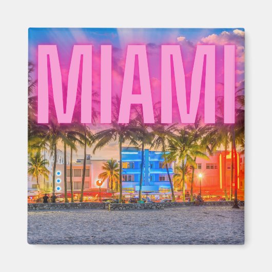 Landschaftlich Neon Miami Waterfront Magnet (Vorne)