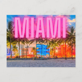 Landschaftlich Neon Miami Waterfront Postkarte