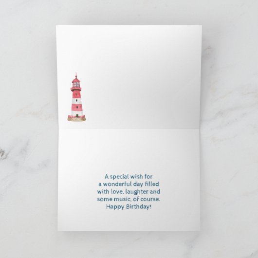 Landschaftlich Nubble Lighthouse Happy Birthday Karte (Innenseite)
