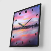 Landschaftlich rosa Landschaft Quadratische Wanduhr (Winkel)