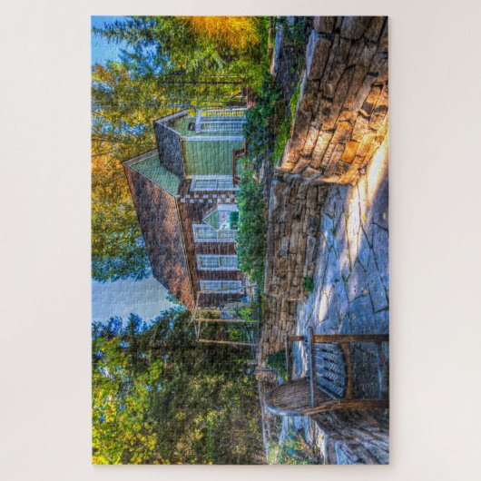 Landschaftlich Rustikale Hütte Garten Beng Wald Puzzle (Vertikal)