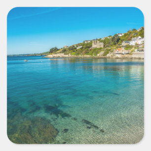 Landschaftlich St Mawes Falmouth in Cornwall, Engl Quadratischer Aufkleber