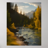 Landschaftlich Sunlit Mountain River Poster (Vorne)
