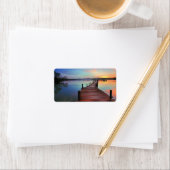Landschaftlich Sunrise Lake Jetty Pier Adressaufkleber (Insitu)