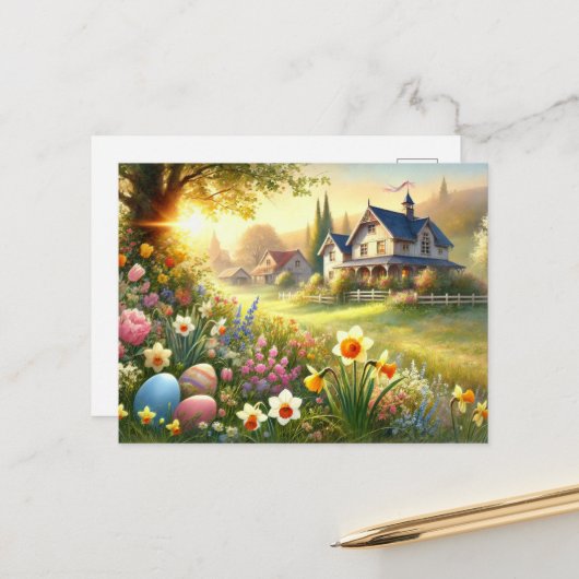 Landschaftlich thematisierte Ostern Postkarte! Postkarte (Vorderseite/Rückseite Beispiel)