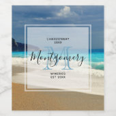 Landschaftlich Türkis Blaues Meer Foto Weinkultur  Weinetikett (Einzelnes Label)