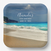 Landschaftlich Türkis Blue Sea Beach Foto Geburtst Pappteller (Vorderseite)