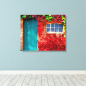 Landschaftlich türkisfarbene Türe mit lebhaften He Leinwanddruck (Insitu (Holzboden))